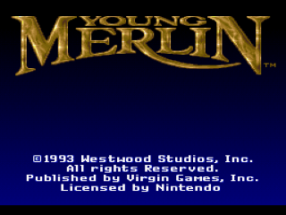 Young Merlin title screen for Super Nintendo